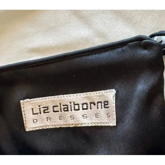 VTG‎ Womens Liz Claiborne Black & White Sequin Sheath 100% Silk Dress Lined Sz.4 - Picture 5 of 11